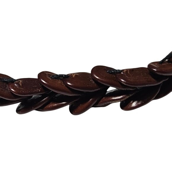 Handmade Boho Dark Brown Wooden Bead Bracelet Nature Fashion Jewelry Unisex - Picture 2 of 8